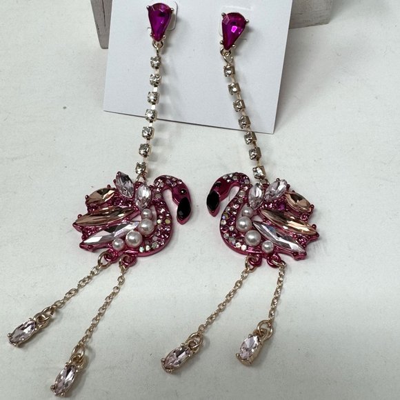 Betsey Johnson Pink Flamingo Earrings Pierced NWT